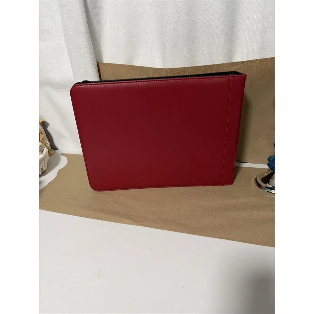 2Fold Zippered Business Checkbook Binder 7 Ring Burgundy 1 Inch Ring Size